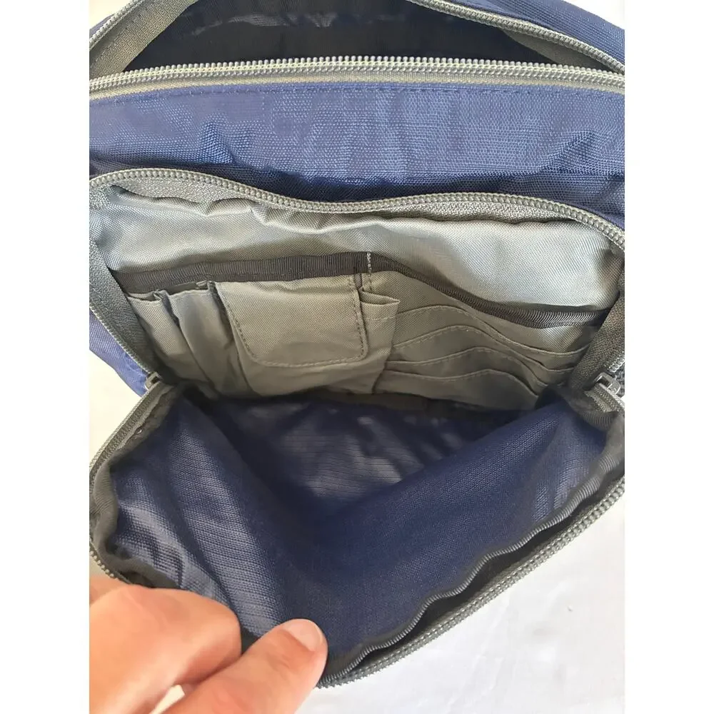 L.L. Bean Messenger Bag Blue Gray Nylon Small Crossbody Travel Organizer